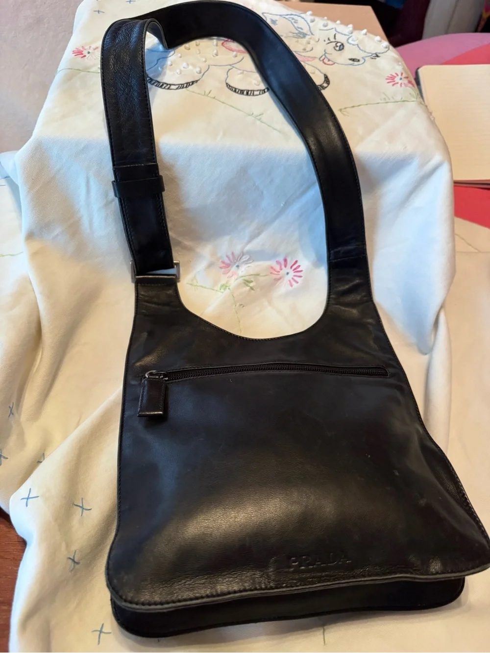 Prada Black Leather Messenger Bag
